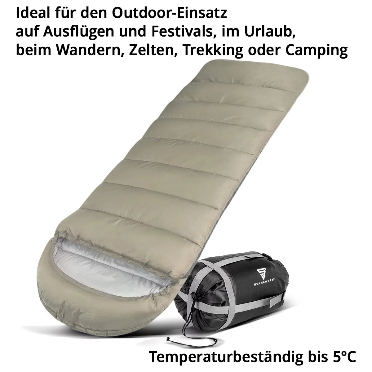 Steelworks sleeping bag SB-600 ST light outdoor sleeping bag up to 5 ° C | Filling 330g/m2 | Camping sleeping bag | Mummy sleeping bag | Travel sleeping bag | Trekking and hiking sleeping bag