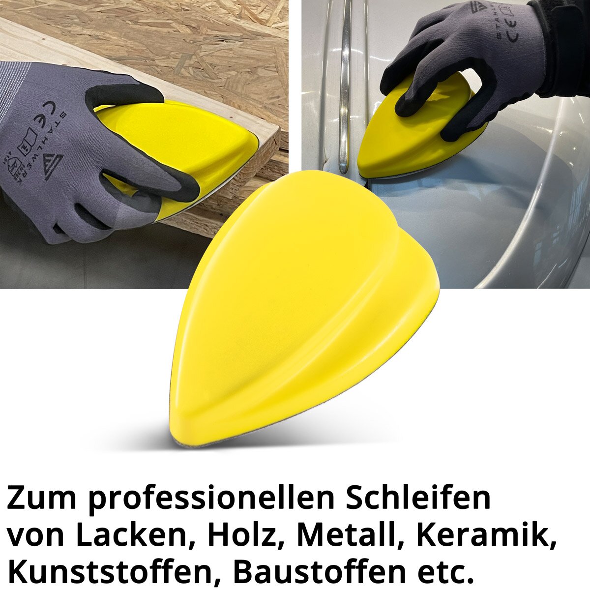 STAHLWERK Handschleifblock Set mit P80 | P100 | P120 | P150 | P180 | P240 | P320 Körnung, Schleifblock | Schleifschwamm | Handschleifer aus PU-Schaumstoff mit Klett-Schleifmittel 98 x 140 mm