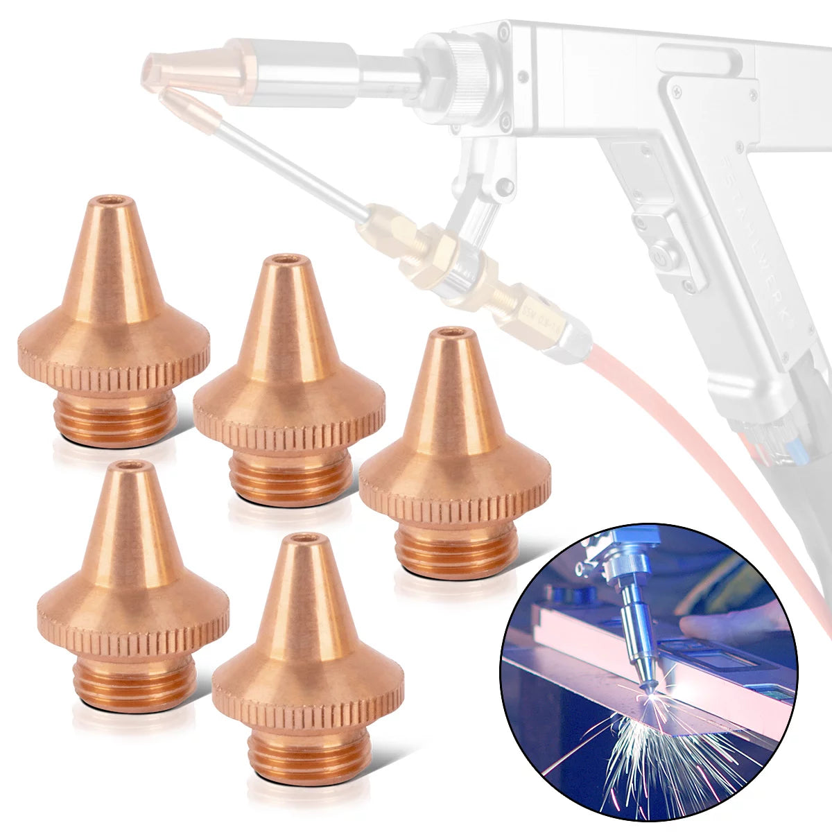 STAHLWERK set of 5 cutting nozzles (without carrier) M8 x 1.5 mm for welding torches of laser welding machines