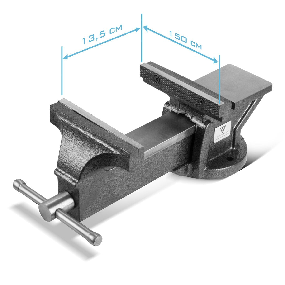 STAHLWERK Schraubstock BV-150 ST aus Gusseisen mit 150 mm Spannweite, Maschinenschraubstock | Werkbankschraubstock | Spannvorrichtung | Parallelschraubstock | Tischschraubstock mit Amboss