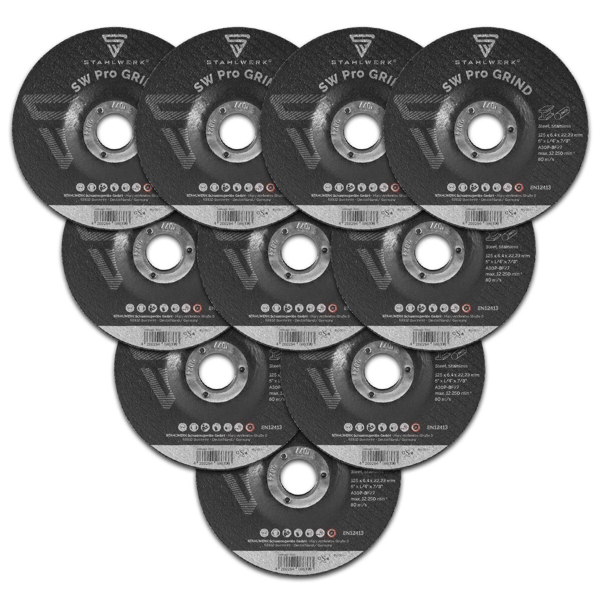 STAHLWERK Schruppscheibe/Schleifscheibe SW Pro Grind Ø 125 mm 10er Set