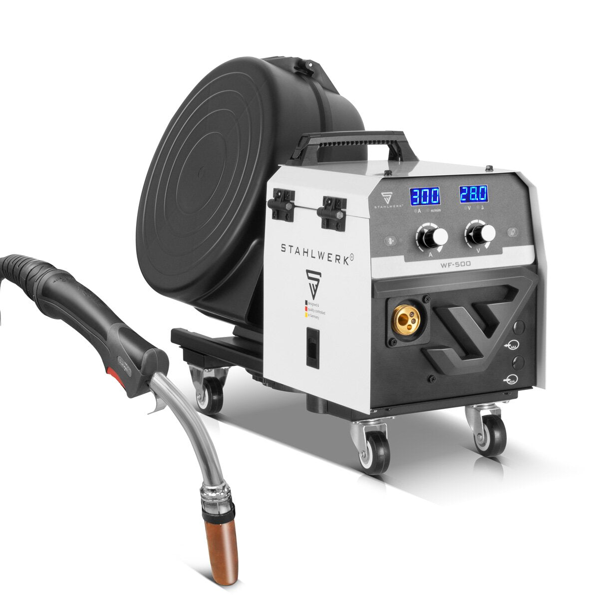 STAHLWERK Schweißgerät MIG MAG 300 Pro Vollausstattung Vollsynergischer IGBT Inverter mit 300 A und Puls-Funktion 3-in-1 Kombi-Schweißanlage MIG MAG | MMA | Lift-TIG