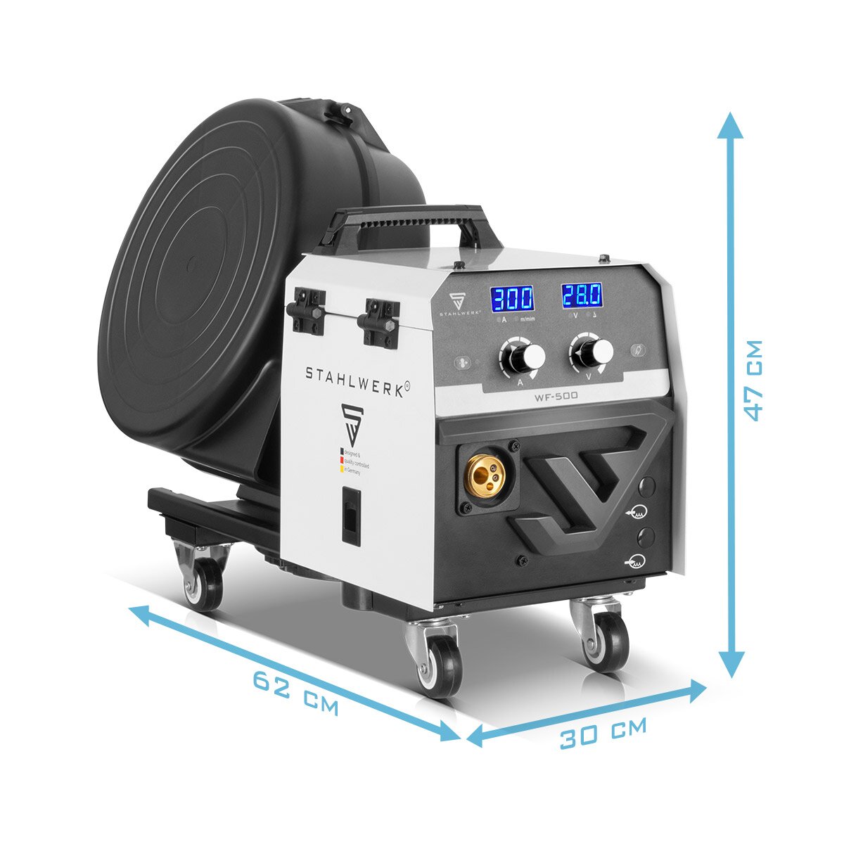 STAHLWERK Schweißgerät MIG MAG 300 Pro Vollausstattung Vollsynergischer IGBT Inverter mit 300 A und Puls-Funktion 3-in-1 Kombi-Schweißanlage MIG MAG | MMA | Lift-TIG
