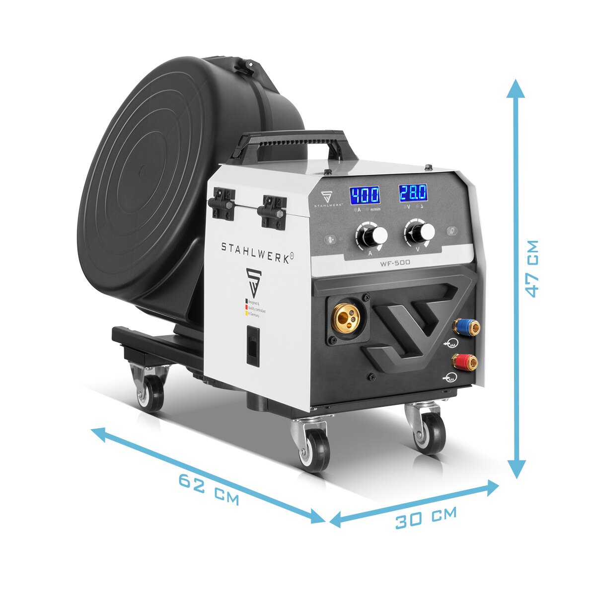 STAHLWERK Schweißgerät MIG MAG 400 Pro Vollausstattung Vollsynergischer, wassergekühlter IGBT Inverter mit 400 A und Puls-Funktion 3-in-1 Kombi-Schweißanlage MIG MAG | MMA | Lift-TIG