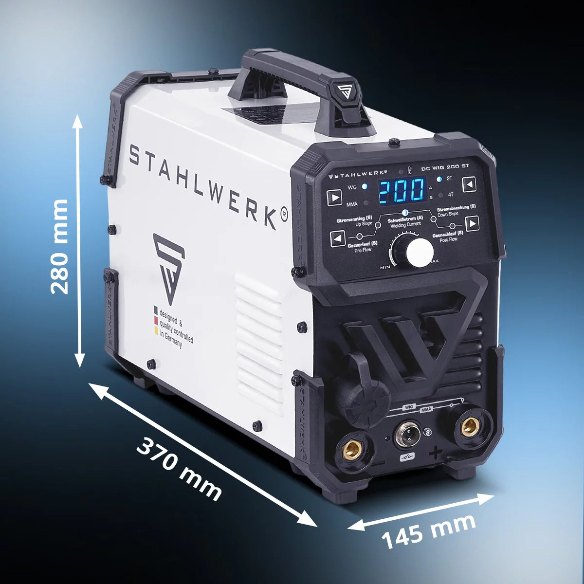 STAHLWERK DC TIG 200 ST | Soudeuse combinée 2 en 1 | TIG-MMA | 200 ampères | Allumage HF, hot start, anti-stick | Pour acier, inox, cuivre, laiton | Ne convient pas à l'aluminium
