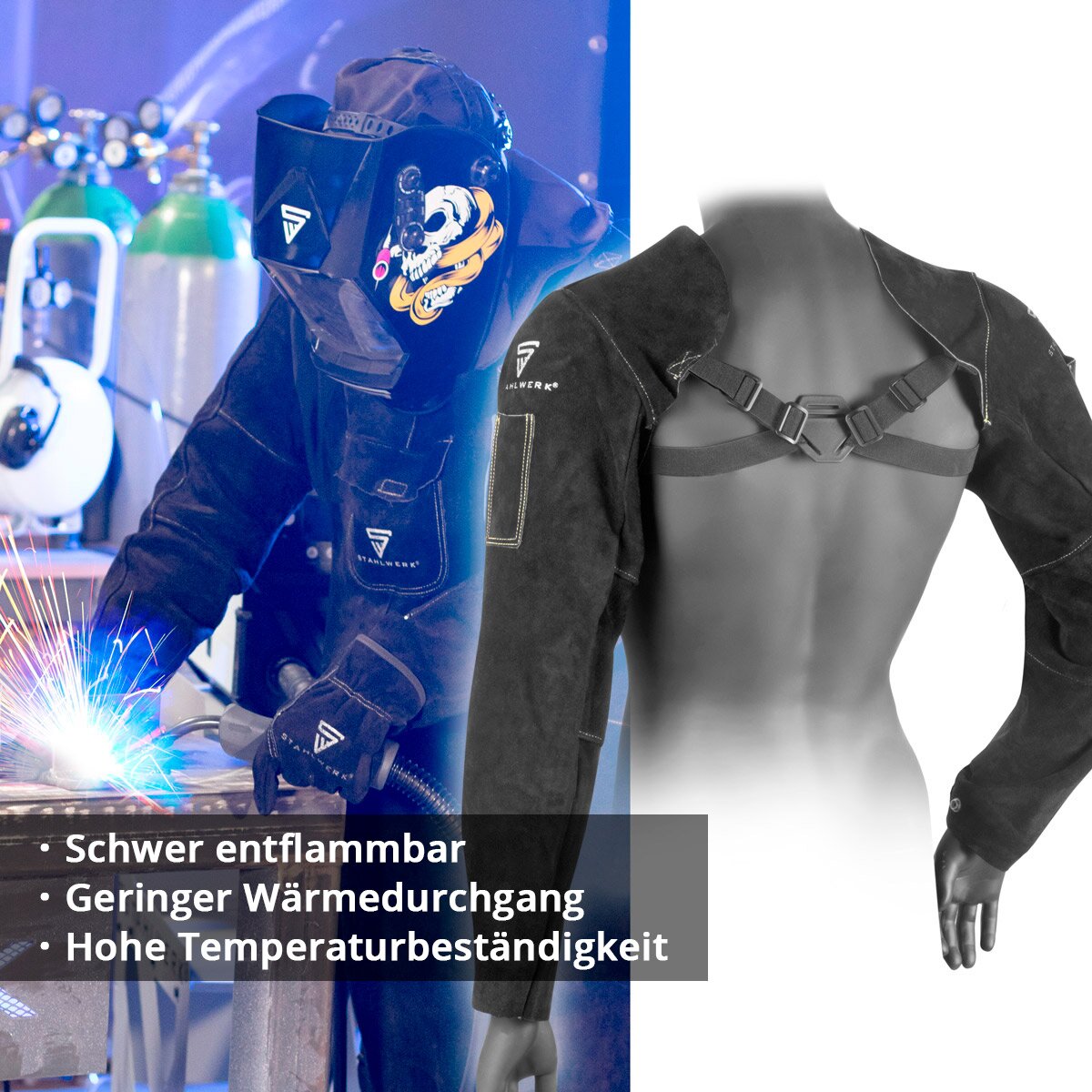 Manches de soudage en acier | Pâte de soudage | | Protection des soudeurs | Vêtements de protection de soudage avec une sangle de transporteur en cuir d'espace de haute qualité pour le soudage et la coupe du plasma