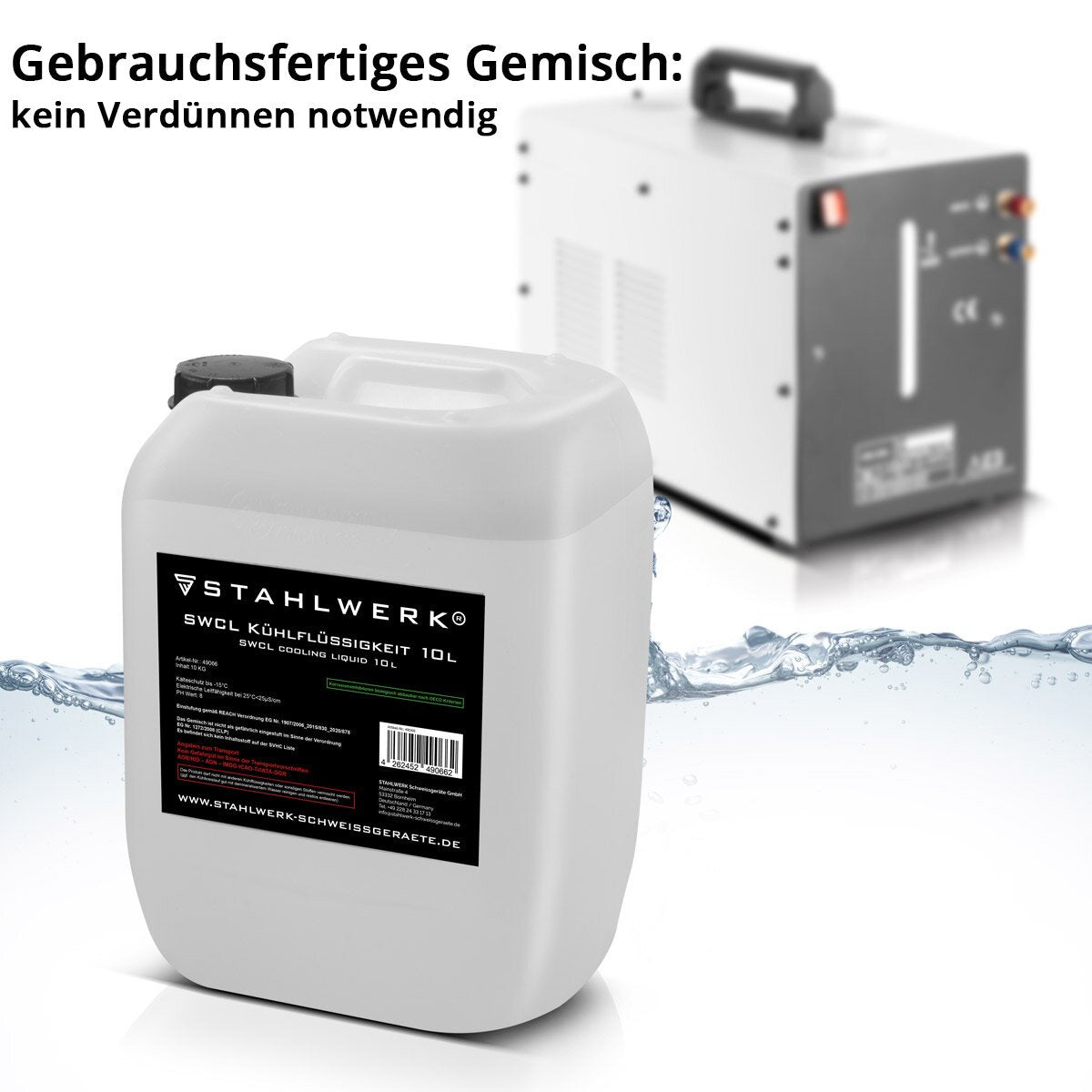 Fluido di raffreddamento SWCL 10 L SCOPISTRA da 25 µs/cm a -15 ° C Freve di raffreddamento | Raffreddamento ad acqua | Acqua di raffreddamento per refrigeratori d'acqua e pacchetti di tubi pieni di acqua di dispositivi di saldatura e taglieri al plasma