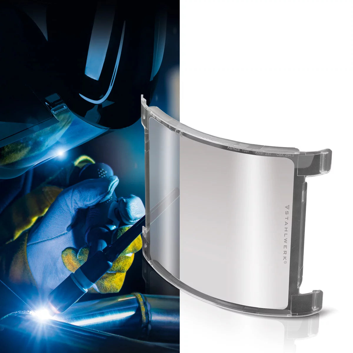 Lentes de repuesto para casco de soldadura STAHLWERK, juego de 6 | Lentes de repuesto internas y visor externo | Vidrio de protección para soldadura | Gafas de protección según EN ISO EN ISO 16321 para cascos de soldadura totalmente automáticos | TITANIO