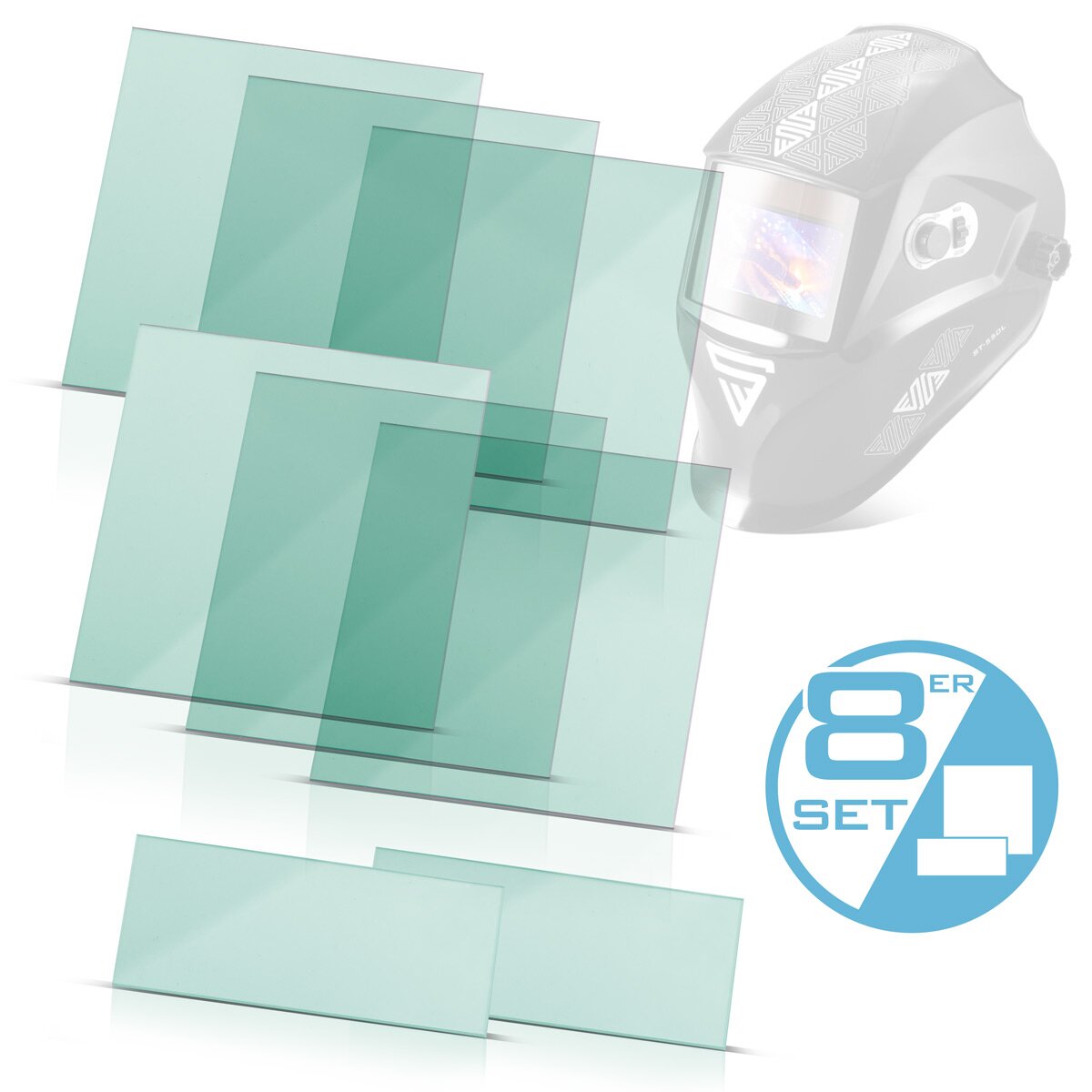 Steel mill Schweißhelm intentions 8 Set, interior and outside replacement glasses | Welding protection glass | Replacement discs for fully automatic welding helmet ST 550 L