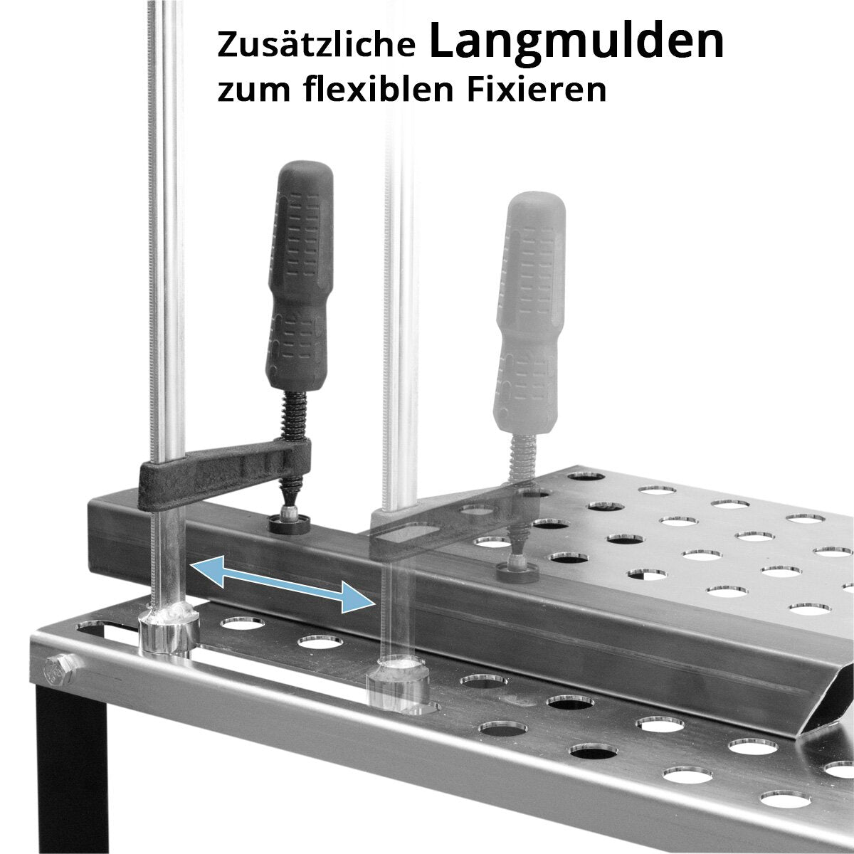 Steelworks Welding table WT-960 ST 915 x 457 mm galvanized assembly table with 200 kg load capacity, D22 perforated plate, powder-coated legs and storage compartment