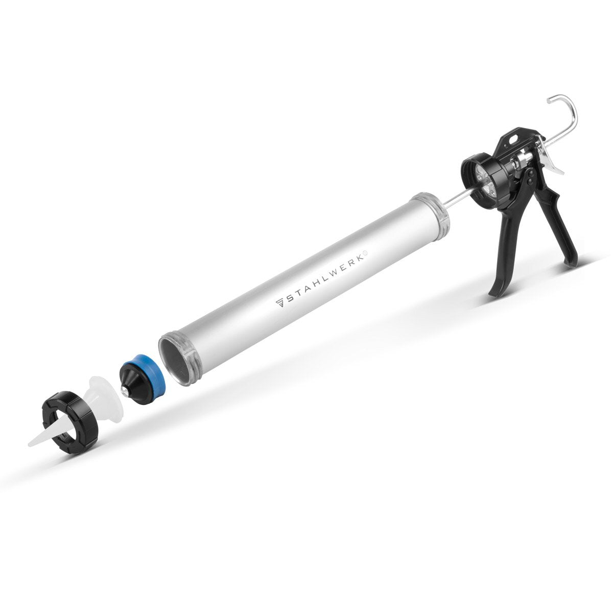 Steelworks Silicone pistol SP-600 ST 600 ml cartridge press / cartridge gun made of stable aluminum for cartridges and bags for silicone and applying adhesive and sealing materials