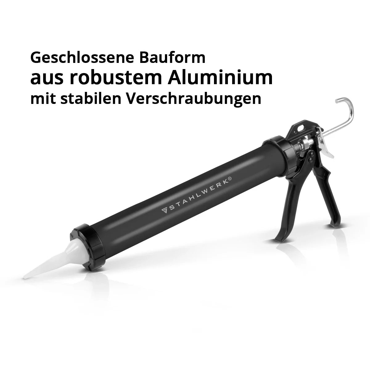 In acciaio in silicone pistola SPB-600 ST con 600 ml di pressa in silicone in alluminio | Acrilpistol | Kartuschenprede | Bag Press | Spruzzatore di silicone | Pistola da cartuccia per cartucce e sacchetti per tubo