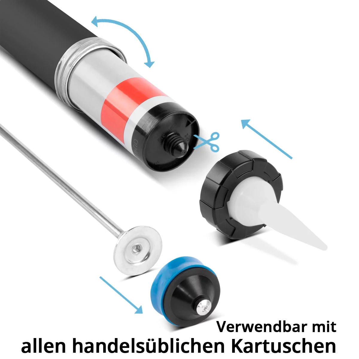 In acciaio in silicone pistola SPB-600 ST con 600 ml di pressa in silicone in alluminio | Acrilpistol | Kartuschenprede | Bag Press | Spruzzatore di silicone | Pistola da cartuccia per cartucce e sacchetti per tubo
