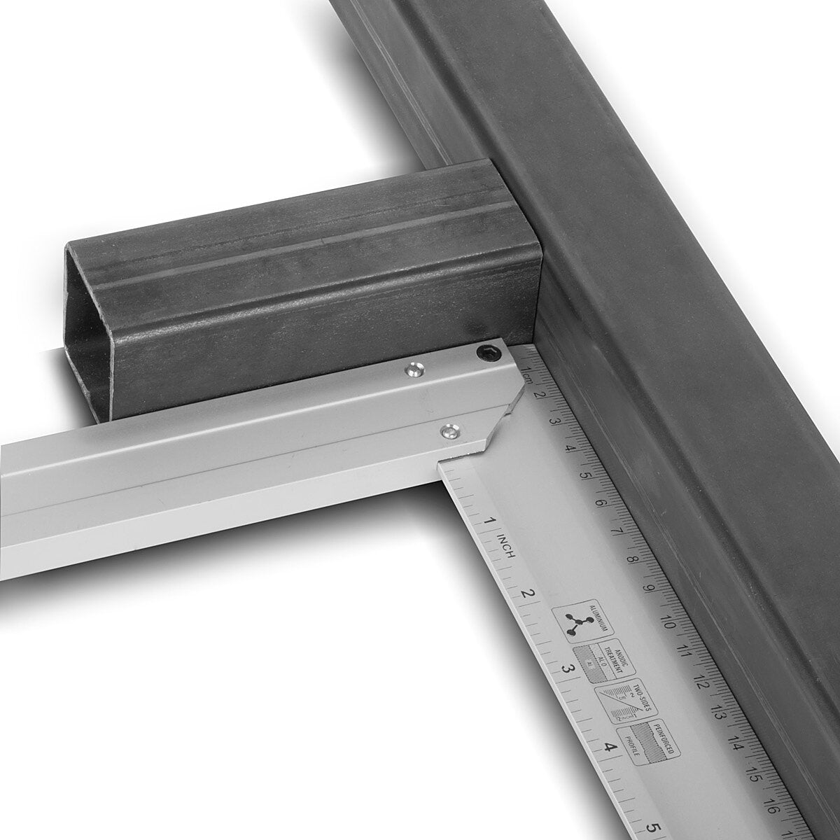 Angle d'arrêt en aluminium en aluminium Angle de mesure angle de charpentier 400 mm Angle riveté avec CM et pouces