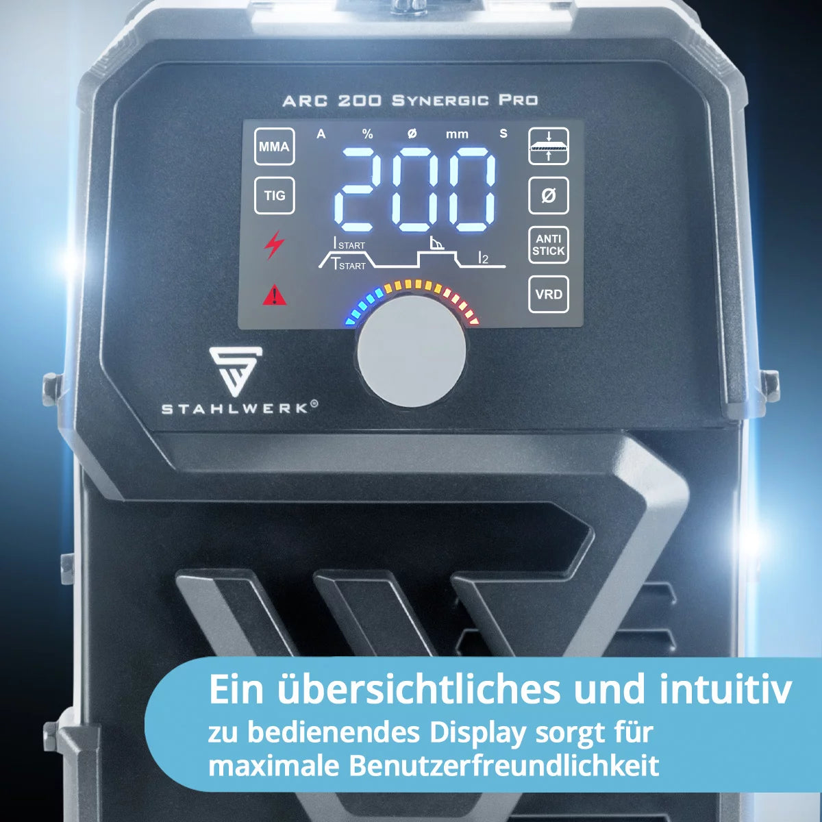 STAHLWERK ARC 200 Synergic Pro Electrode Welding Machine, MMA entièrement synogie | E-main | Onduleur de lifting-tig avec une technologie de 200 ampères et IGBT