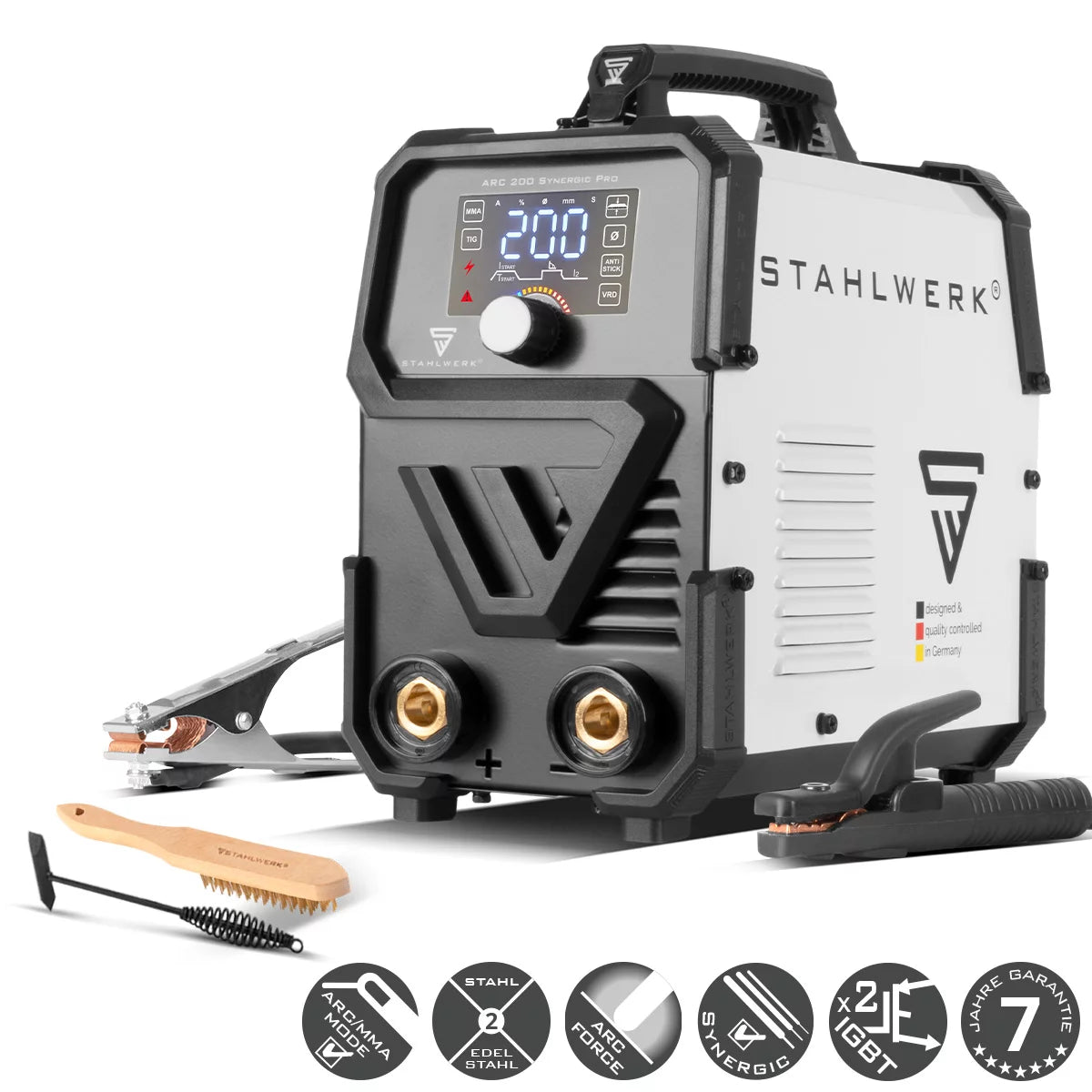 STAHLWERK ARC 200 Synergic Pro Electrode Welding Machine, MMA entièrement synogie | E-main | Onduleur de lifting-tig avec une technologie de 200 ampères et IGBT
