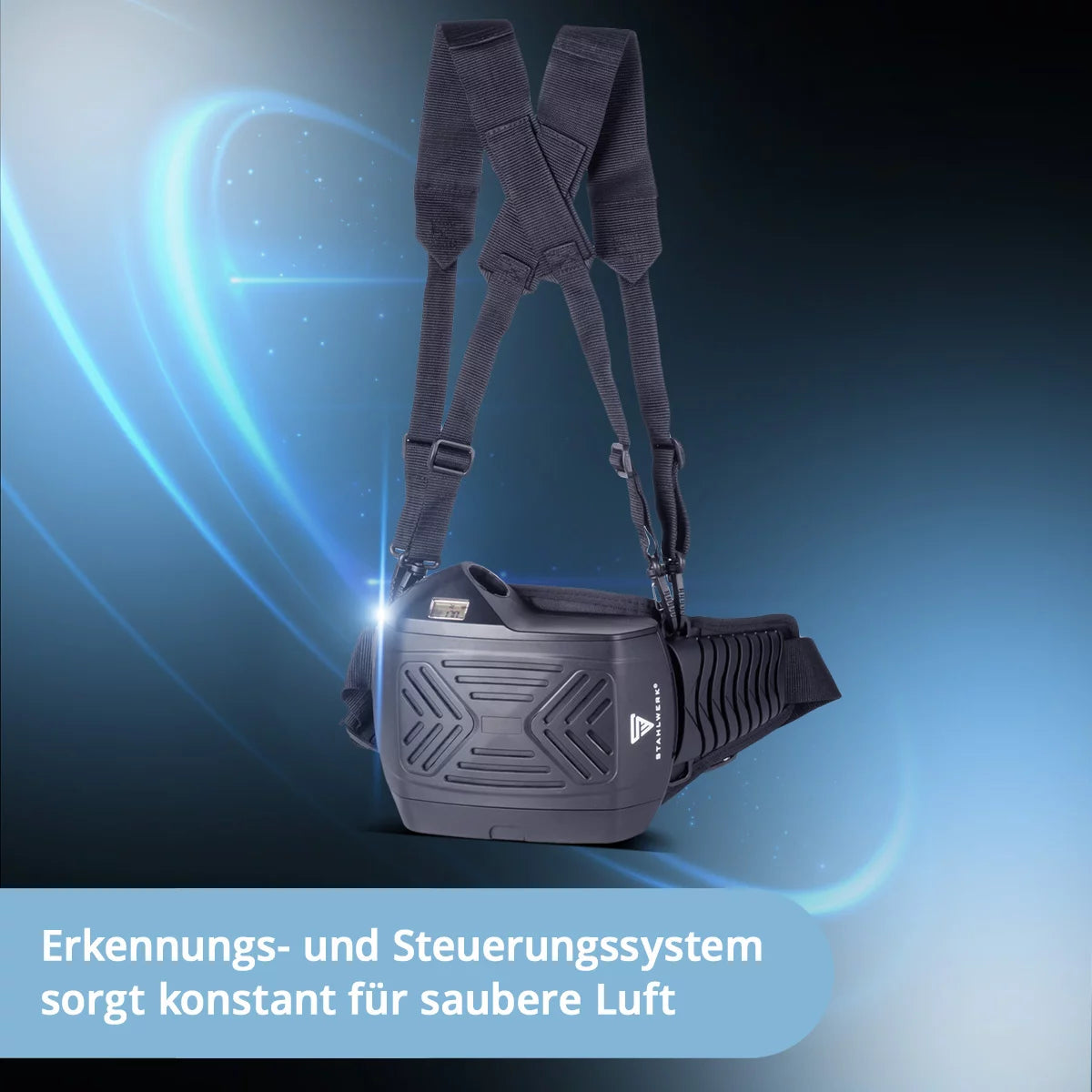 Casco de soldadura automático STAHLWERK 3 en 1 MASTER AIR | Casco de soldadura con suministro de aire fresco | Mando a distancia Bluetooth | Reproducción de color verdadero | Oscurecimiento DIN 4 hasta DIN 14 | Clase óptica 1/1/1/1