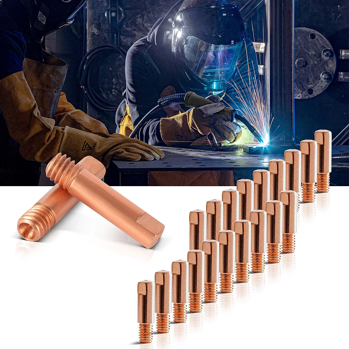 Set punte di contatto STAHLWERK MIG MAG | Set di 20 punte di contatto M6x25 0,8 mm | Pulitore per ugelli 13 in 1 in custodia | Accessori per AK15, MB15, AK14, MB14 | Set di parti di pulizia e usura per torce di saldatura MIG/MAG
