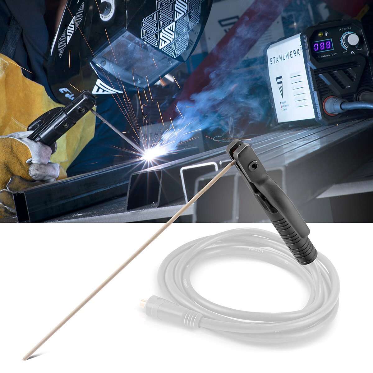 Steelworks MMA | Porta elettrodo ad arco 300 un morsetto per elettrodi | Pinza per elettrodi | Pinza per saldatura per elettrodi di saldatura