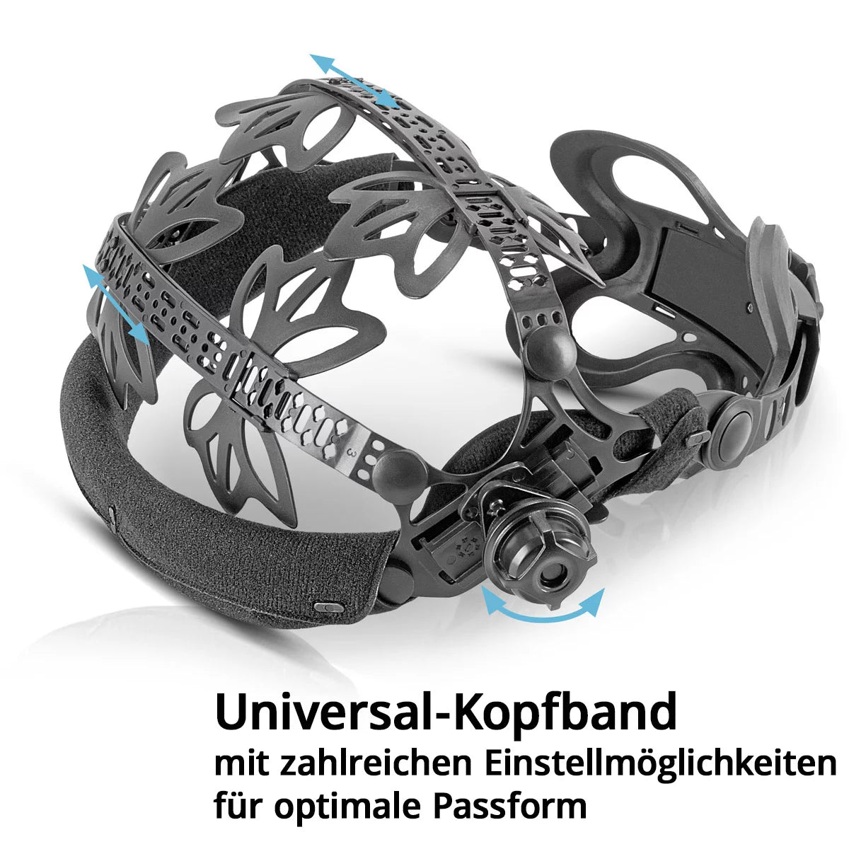 Steelworks Universal headband for welding helmets in the 2 Set made of high-quality plastic with versatile setting options, ergonomic fit, integrated head cushion and interchangeable welding tape
