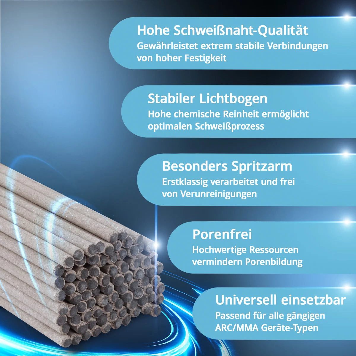 STAHLWERK stick electrodes AWS E6013RR thick rutile coated 2 mm x 300 mm welding current 50-70 A, high chemical purity 2 kg MMA ARC