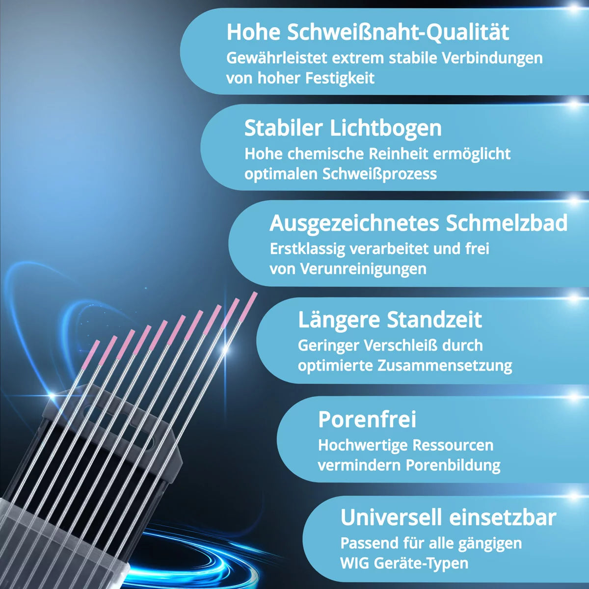 STAHLWERK Wolframelektroden / Schweißelektroden WX Pink 1,6 x 175 mm im praktischen 10er Set