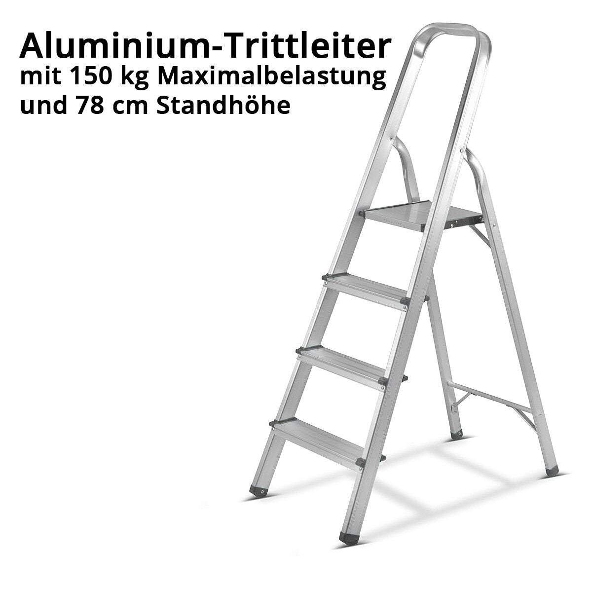 Stahlwerk Stahleiter HL-4 ST 150 kg, 4 steps, stand height 78 cm, aluminum ladder / folding conductor / step ladder / multi-purpose ladder with non-slip sprouts including a 7-year manufacturer guarantee