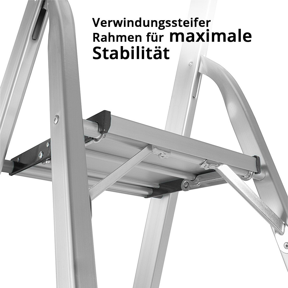 Stahlwerk Stahleiter HL-4 ST 150 kg, 4 steps, stand height 78 cm, aluminum ladder / folding conductor / step ladder / multi-purpose ladder with non-slip sprouts including a 7-year manufacturer guarantee