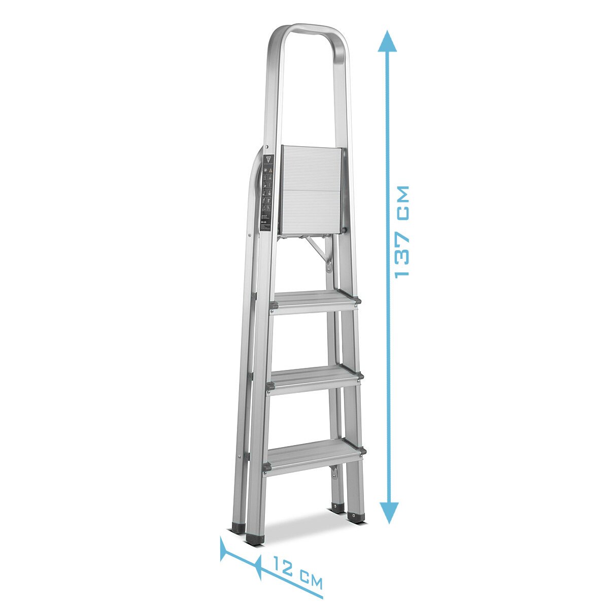 Stahlwerk Stahleiter HL-4 ST 150 kg, 4 steps, stand height 78 cm, aluminum ladder / folding conductor / step ladder / multi-purpose ladder with non-slip sprouts including a 7-year manufacturer guarantee