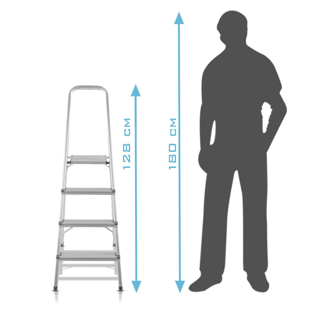 Stahlwerk Stahleiter HL-4 ST 150 kg, 4 steps, stand height 78 cm, aluminum ladder / folding conductor / step ladder / multi-purpose ladder with non-slip sprouts including a 7-year manufacturer guarantee