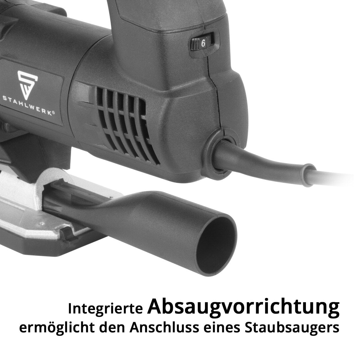 Stahlwerk Stab Saw JSB -750 St con 700 W, 600 - 2,800 rpm y 45 ° Angle de inclinación Sierra eléctrica | Péndulo sierra | Sierra de trazo de péndulo con riel guía para aserrar madera, metal y plástico