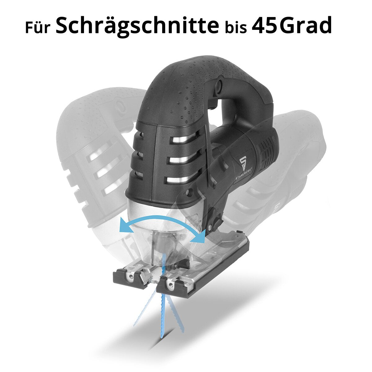 Stahlwerk Stab Saw JSB -750 St con 700 W, 600 - 2,800 rpm y 45 ° Angle de inclinación Sierra eléctrica | Péndulo sierra | Sierra de trazo de péndulo con riel guía para aserrar madera, metal y plástico