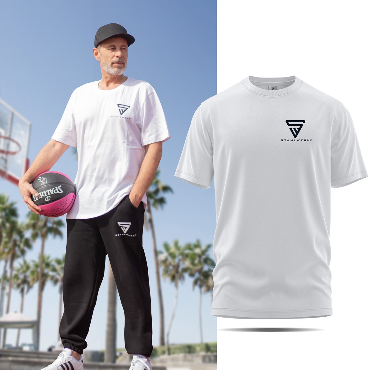 Steelworks T-shirt size XL short-sleeved shirt with logo print made of 100% cotton