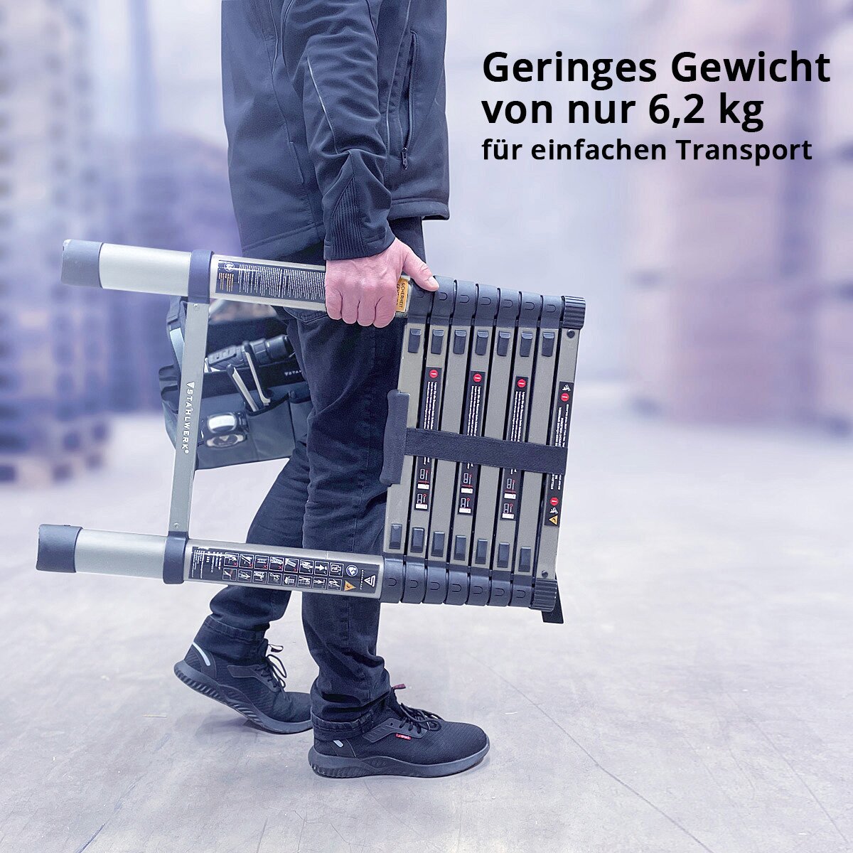 Stahlwerk Telescopic manager TL-260 ST with 150 kg load capacity and 2.60 m maximum length, pull-out aluminum conductor | Gesture manager | Sprout leaders with non-slip sprouts including a 7-year manufacturer's guarantee