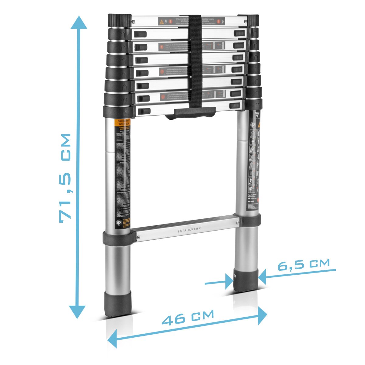 Stahlwerk Telescopic manager TL-260 ST with 150 kg load capacity and 2.60 m maximum length, pull-out aluminum conductor | Gesture manager | Sprout leaders with non-slip sprouts including a 7-year manufacturer's guarantee