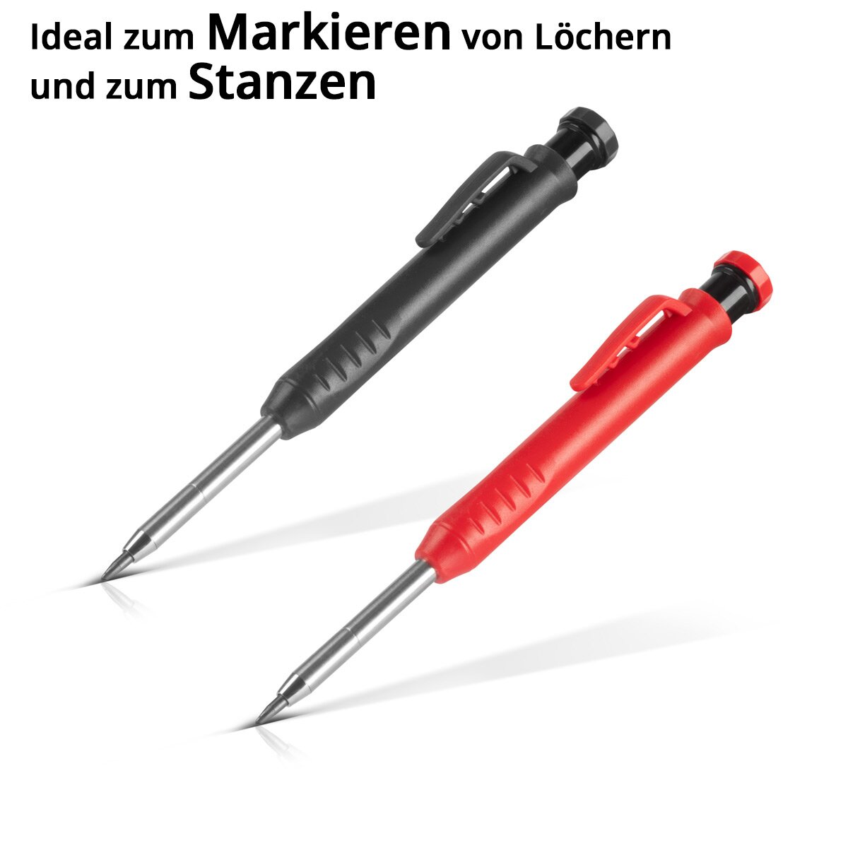 Crayon de marqueur profond en acier 4er avec 36 dates de remplacement et crayon pointu intégré | Bohrlochmarker | Crayon Zimmermann | Markierstift | Marqueur bauste | Crayon de pression