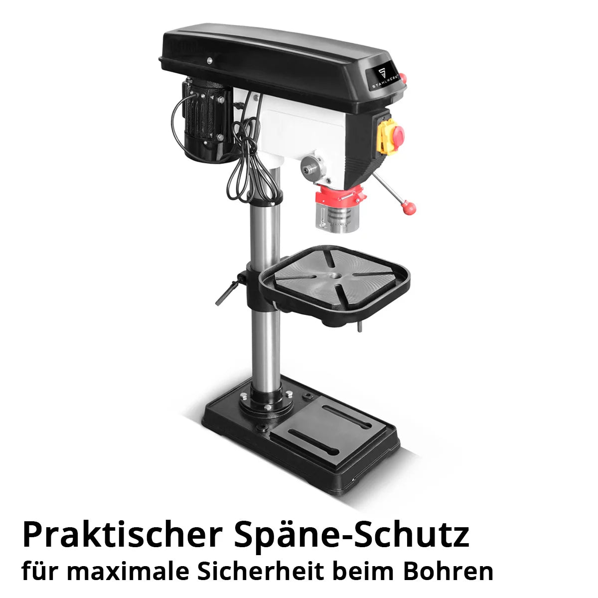 Perceuse à colonne STAHLWERK BD-550 ST | Perceuse à colonne robuste de 550 W pour le bricolage et la construction métallique | Diamètre de perçage Ø 16 mm | 200 - 2 800 tr/min | Table de perçage robuste et base en métal pour plus de stabilité