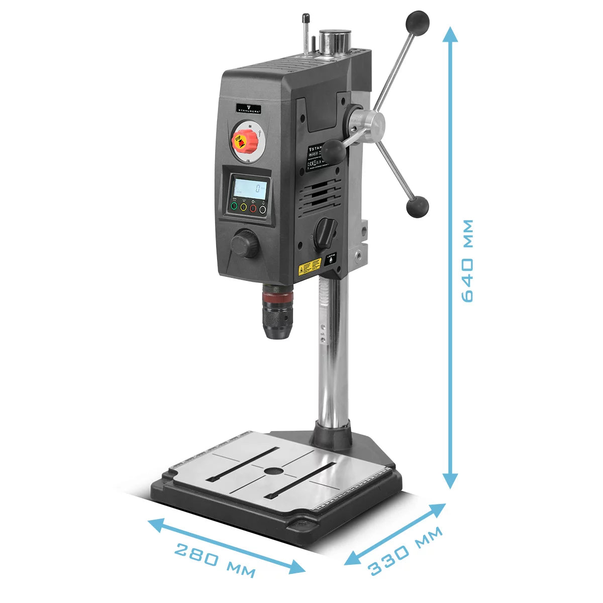 STAHLWERK MBD-800 ST مثقاب منضدي بالليزر الموضعي | مثقاب عمود 800 وات | 200 - 2500 دورة في الدقيقة | ظرف مثقاب بدون مفتاح 1.5 - 13 ملم | ماكينة حفر الأعمدة بضربة حفر 90 مم | العرض الرقمي