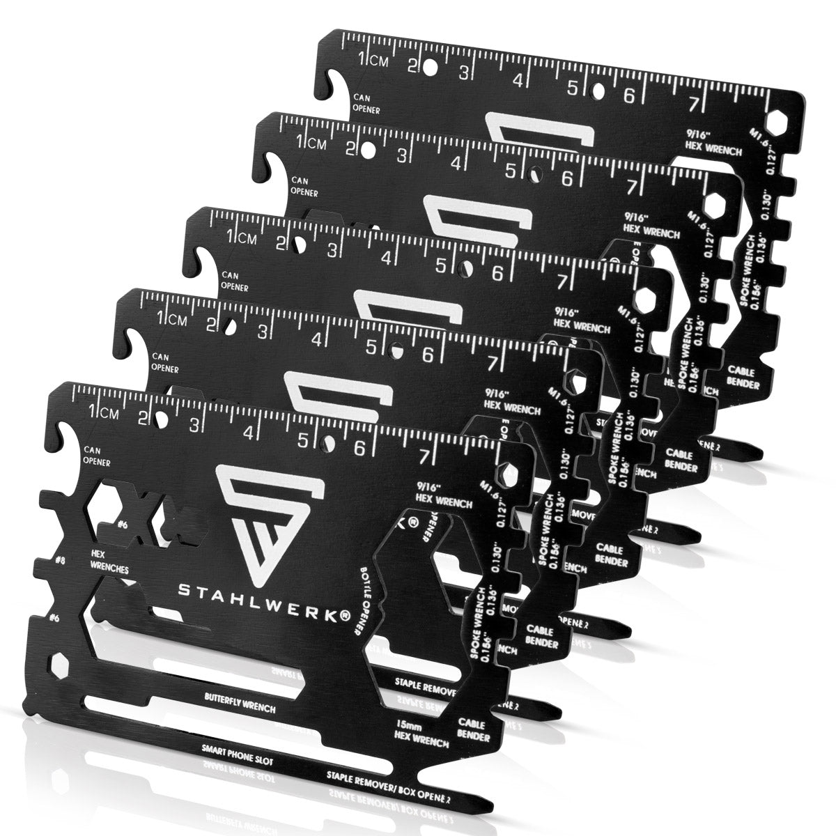 STAHLWERK Toolcard 18 in 1 Multifunktionswerkzeug in Kartengröße 5er Set