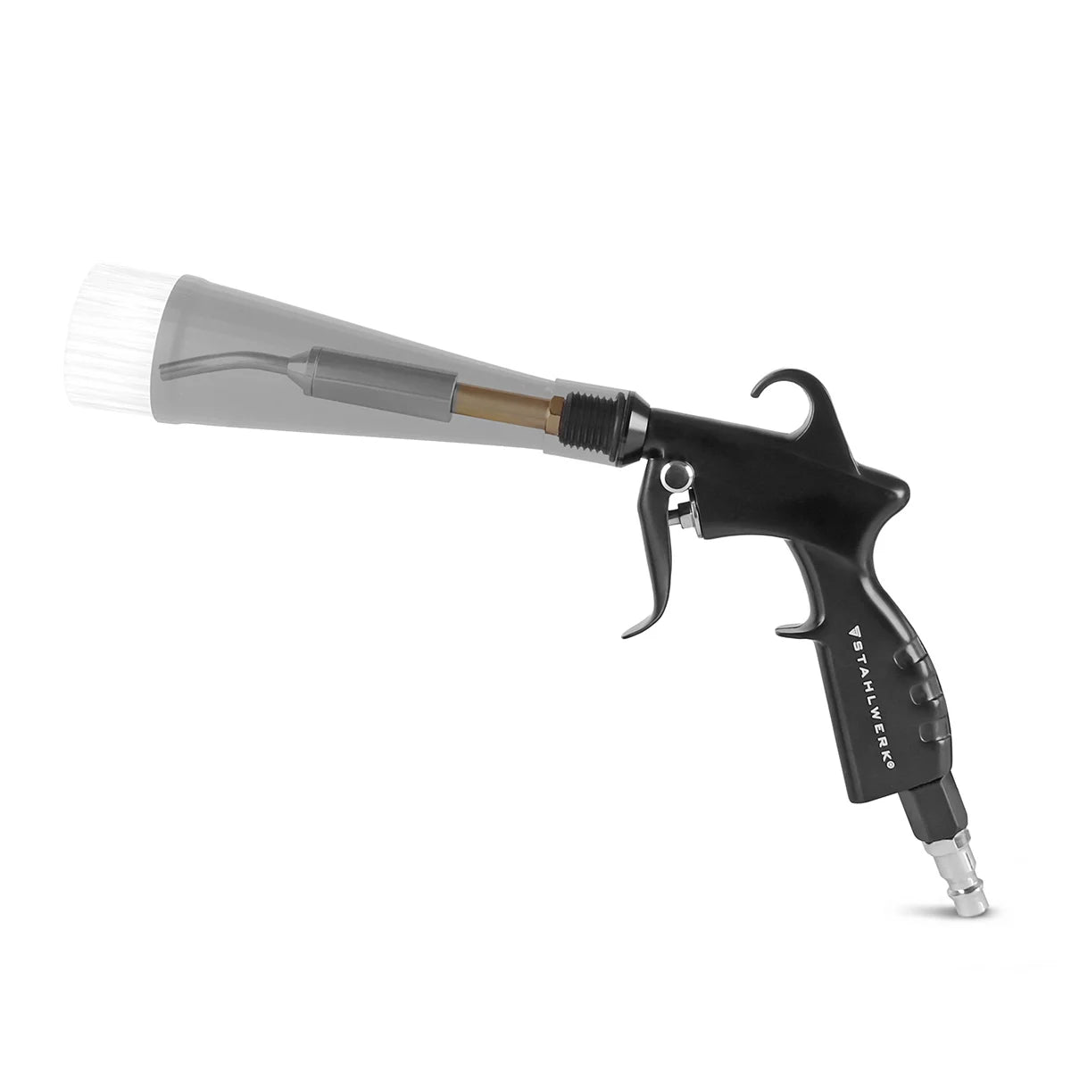Pistola de limpieza en seco STAHLWERK RP-25 ST | Boquilla vórtice metálica con rodamiento de bolas | Pistola de limpieza de aire comprimido | Efecto tornado | Limpiador fuerte de tapicerías | Pistola de soplado automotriz para limpieza de superficies.