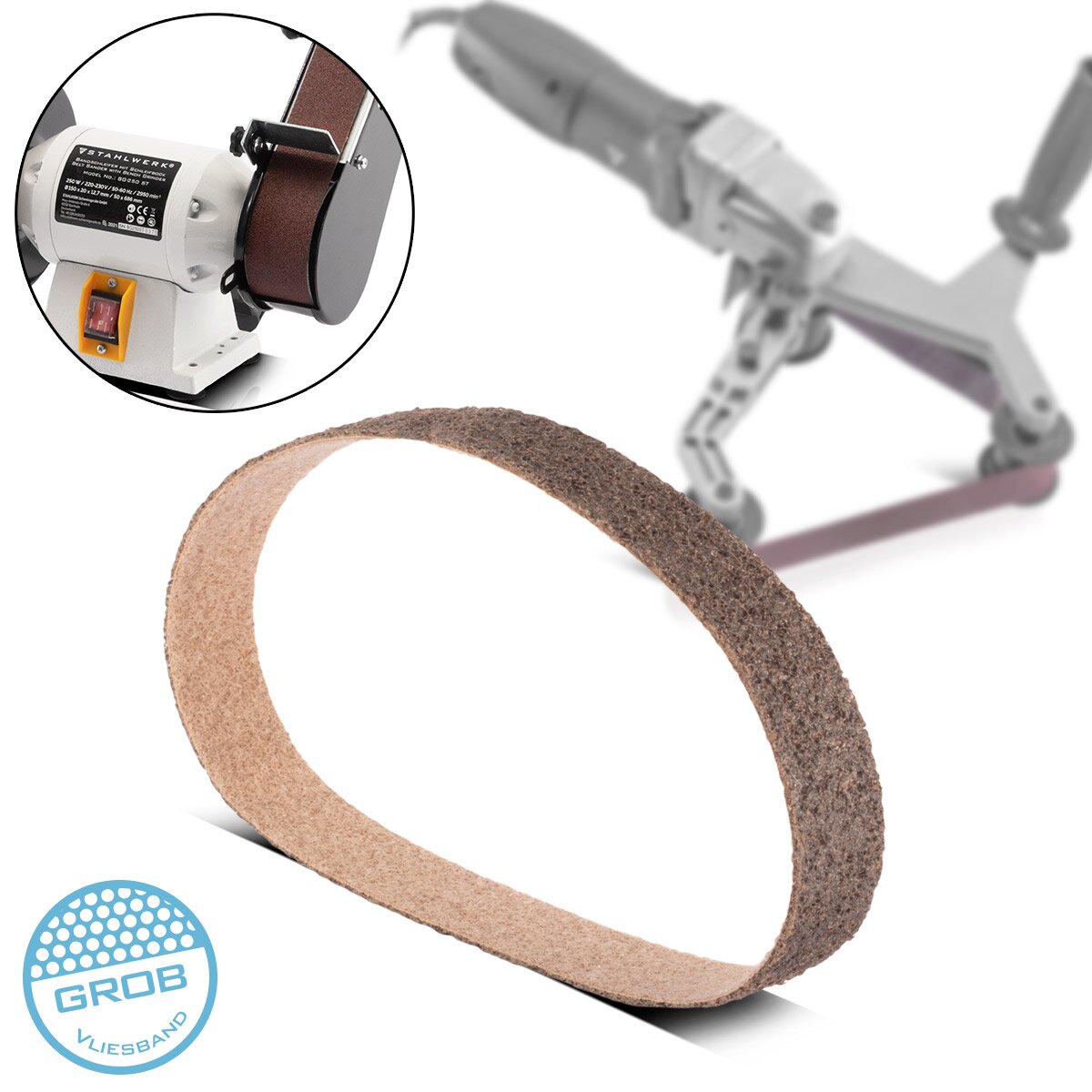 STAHLWERK Schleifvlies grobe Körnung 40 x 760 mm Schleifband | Vliesbänder | Poliervlies | Universal-Schleifbänder | Schleifmittel für Rohrbandschleifer, Bandschleifer und Schleifgeräte