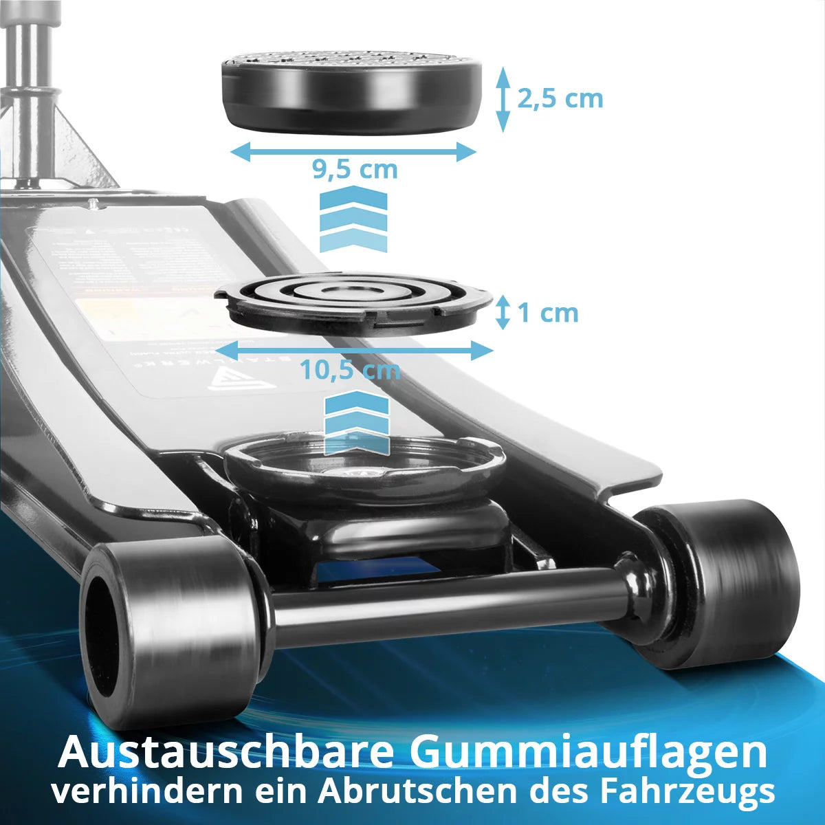 STAHLWERK Wagenheber WHB-73 ST mit 3 t Tragkraft, gummierte Silent-Rollen, Doppelhubkolben und 73-500 mm Hubbereich | Extra flacher Rangierwagenheber | Hydraulik-Wagenheber | Schwarzer Autoheber
