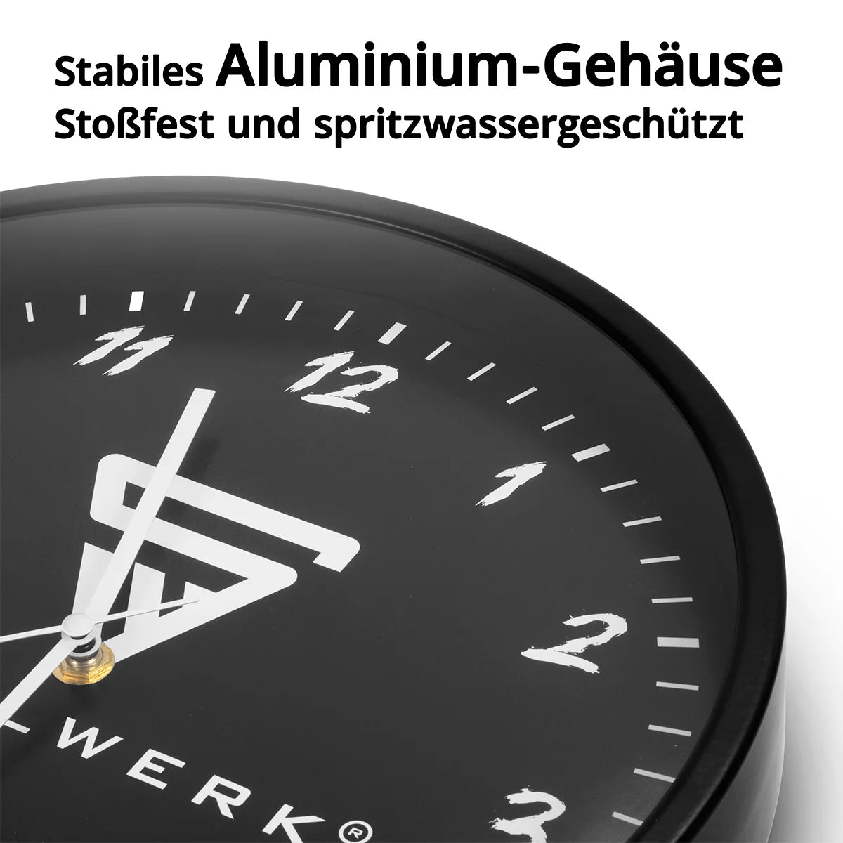 Reloj de pared de Steelwork 30 cm Reloj Black Workshop | Reloj de radio | Reloj Reloj de Radio | Reloj de oficina | Reloj de cocina con carcasa de aluminio y reloj RCC