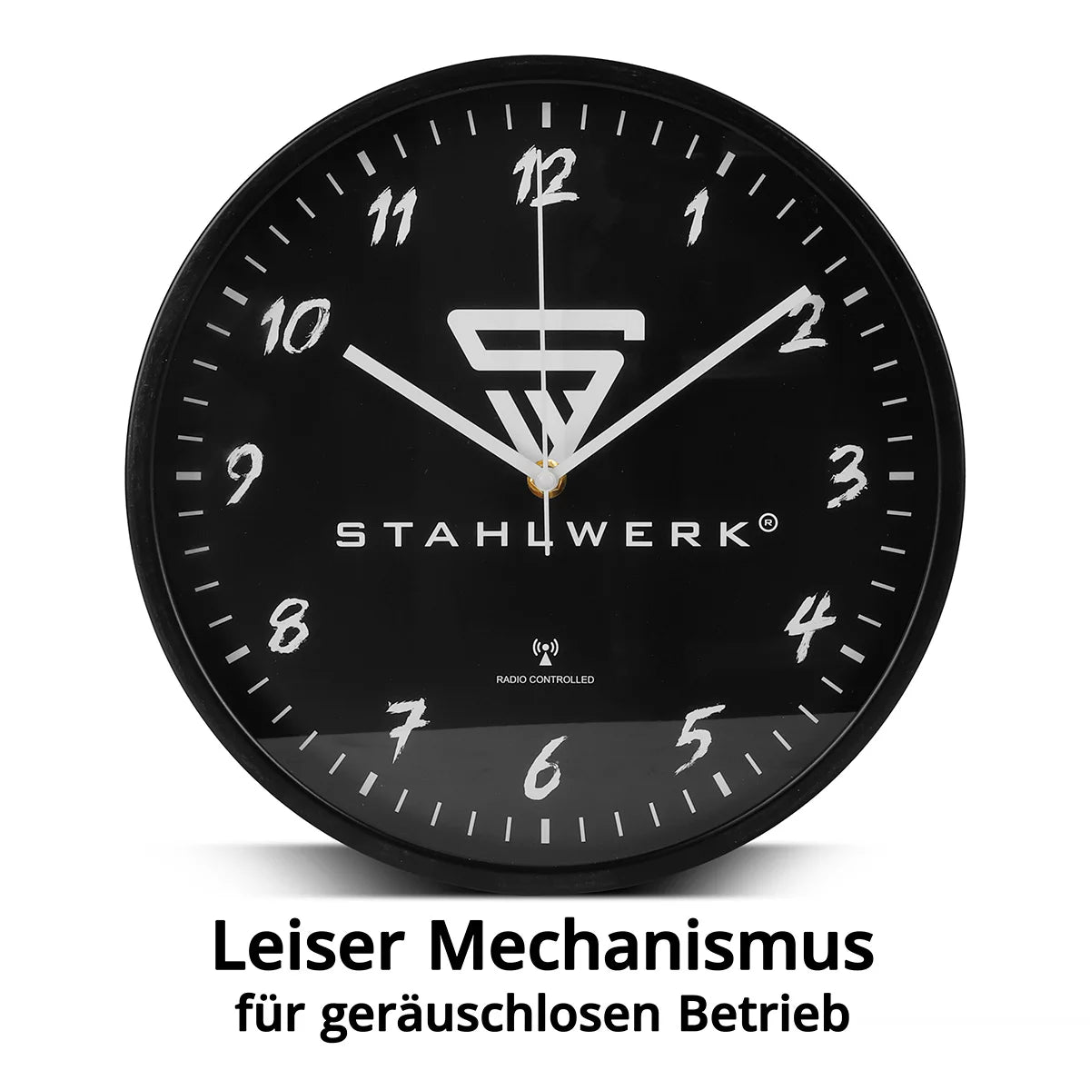Reloj de pared de Steelwork 30 cm Reloj Black Workshop | Reloj de radio | Reloj Reloj de Radio | Reloj de oficina | Reloj de cocina con carcasa de aluminio y reloj RCC