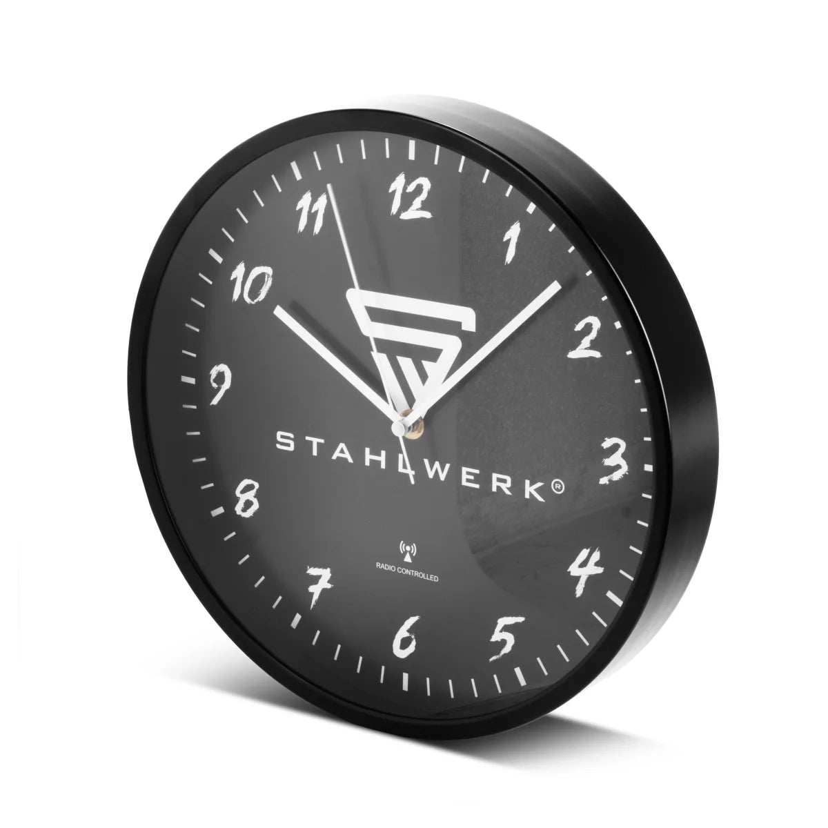 Reloj de pared de Steelwork 30 cm Reloj Black Workshop | Reloj de radio | Reloj Reloj de Radio | Reloj de oficina | Reloj de cocina con carcasa de aluminio y reloj RCC