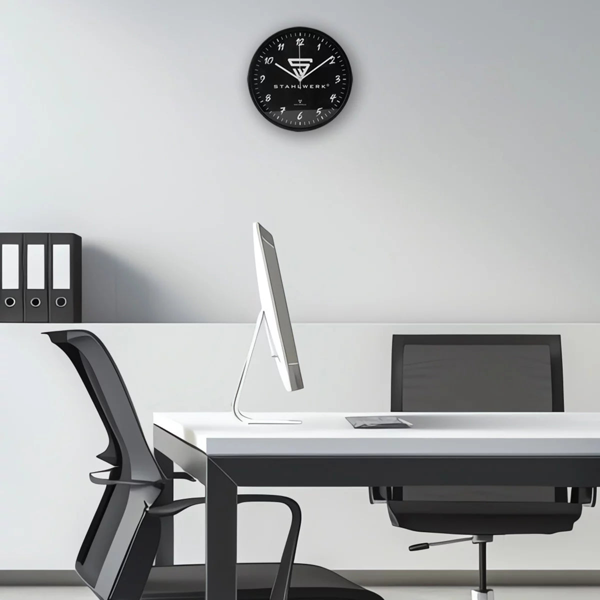 Reloj de pared de Steelwork 30 cm Reloj Black Workshop | Reloj de radio | Reloj Reloj de Radio | Reloj de oficina | Reloj de cocina con carcasa de aluminio y reloj RCC
