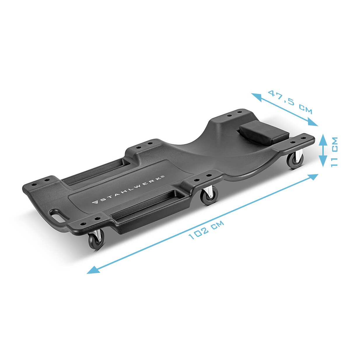 Steelworks CAR ROLLERBOARD RC-40 ST con capacidad de carga de 500 kg y 6 rodillos móviles, tablero de rollo de ensamblaje ergonómico | Salón de montaje | Taller Troll Board | Taller tumbonal hecho de plástico robusto