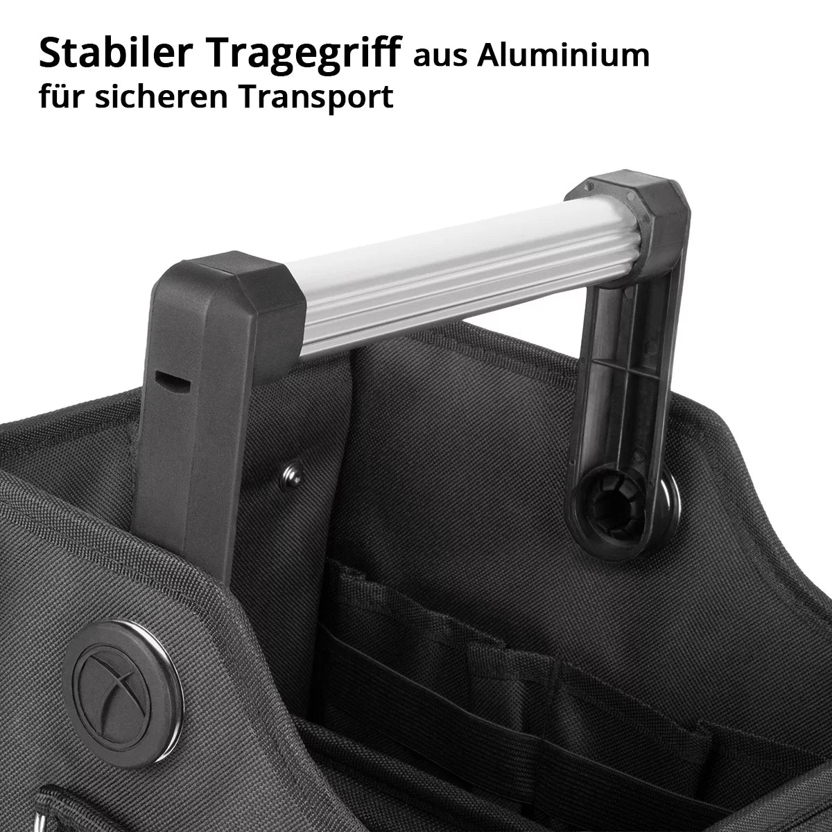 STAHLWERK tool bag with 14 outside pockets | 2 inner compartments | Heavy Duty Electrician Bag | Portable mounting bag with reinforced frame | Aluminum carrying handle and strap | Durable polyester