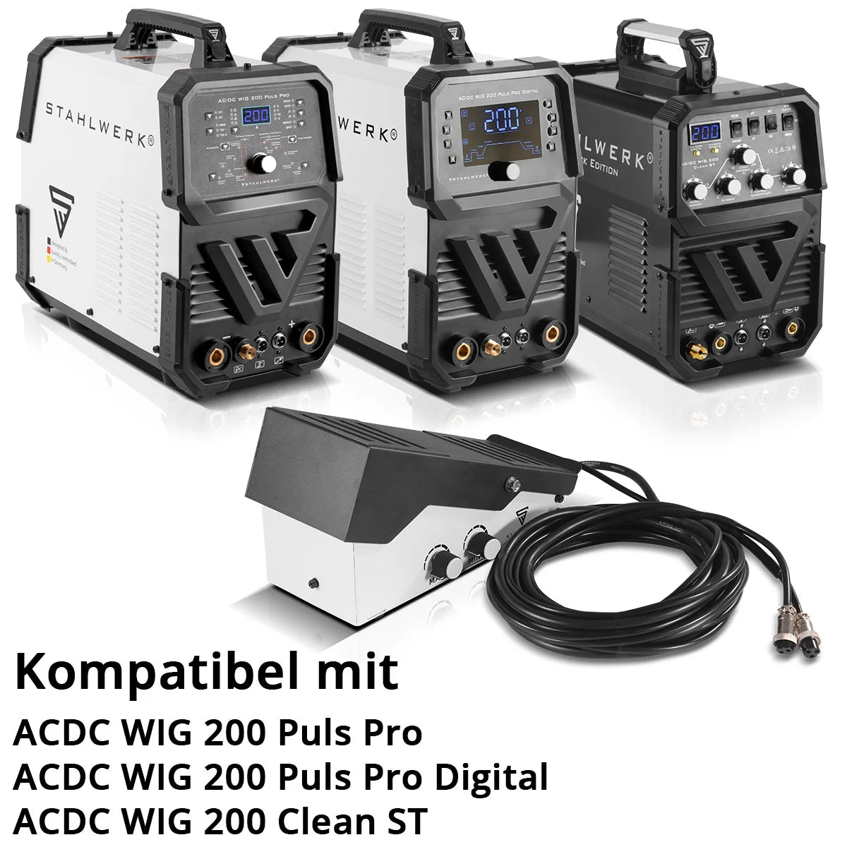 Pédale de perruque Stahlwerk pour les dispositifs de soudage AC / DC Wig 200 Puls Pro et AC / DC Wig 200 Puls Pro Contrôle du pied numérique | Commutateurs de pied | Télécommande | Interrupteur de pédale | Télécommande avec câble 4 m