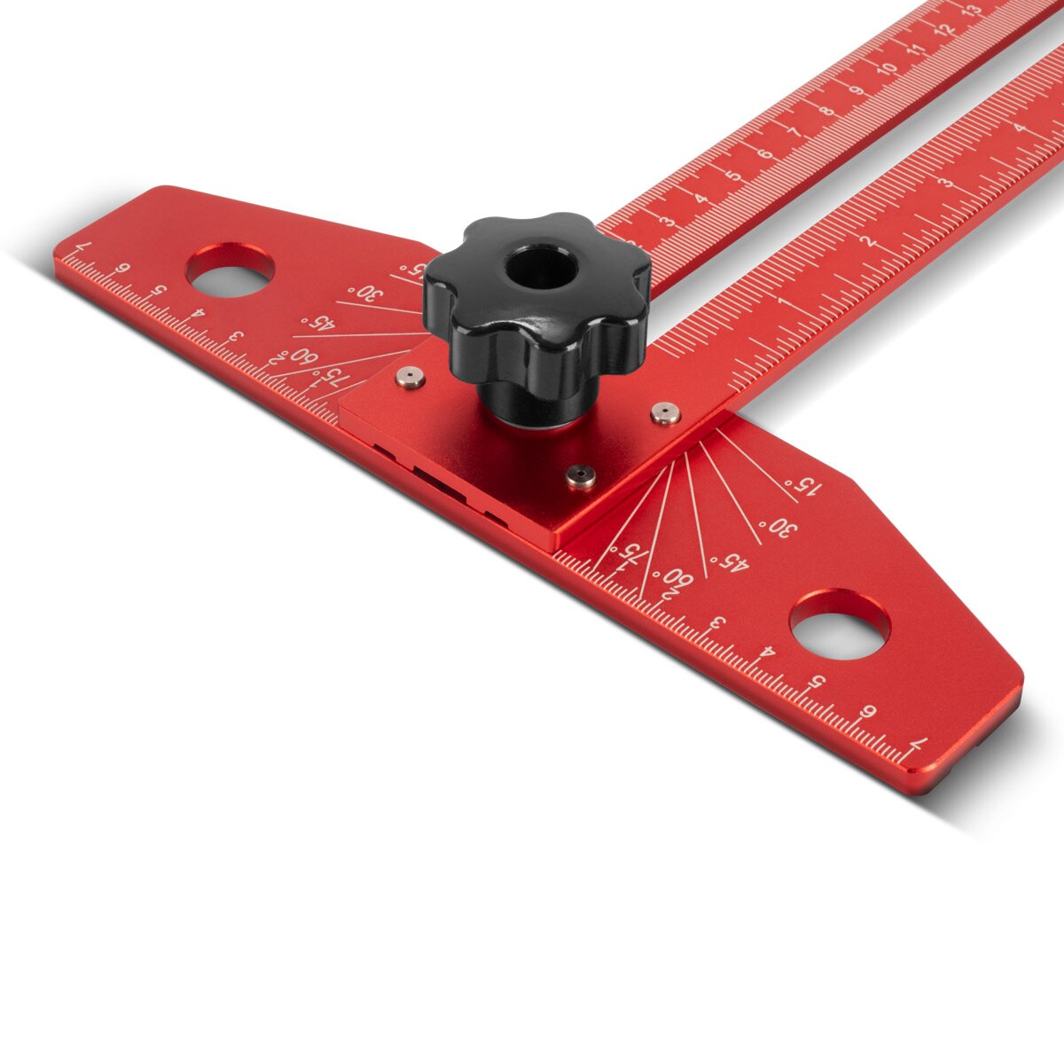 Steelworks Winkel Anireißlineal made of aluminum with attack and marking pen Marking teaching | Anrißdöchre | Marking lineal | Presentation to tear, mark and draw